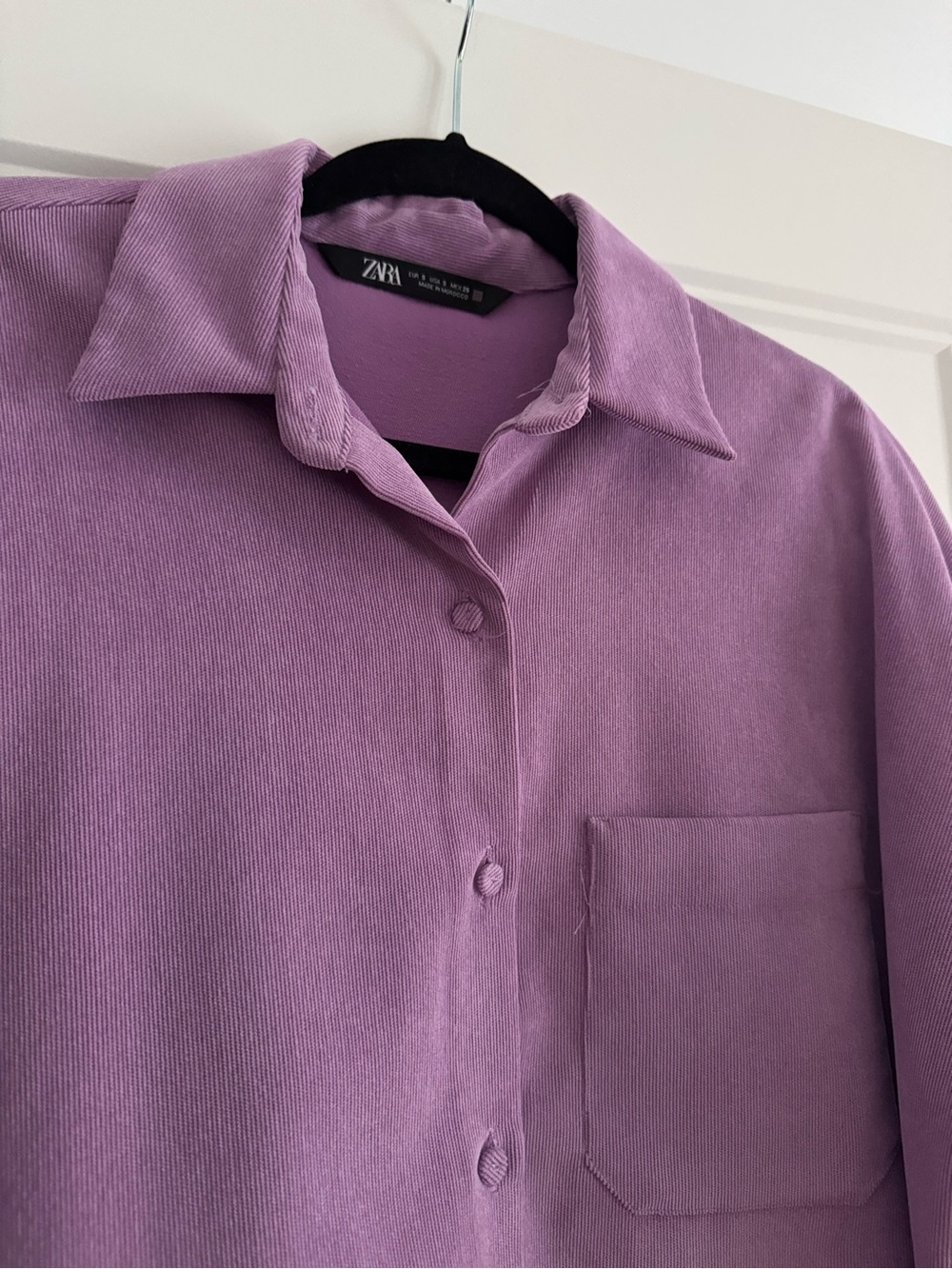 Zara Girls Lilac Corduroy Button-Down Shirt - Picture 3 of 4